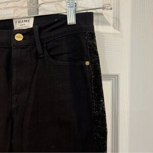 Frame Black Crop Flare Jeans